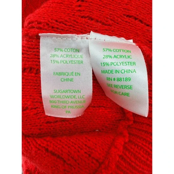 Lilly Pulitzer Jacquetta Sweater Ruby Red XL Puff Sleeve Gold Button Cuff - Picture 5 of 7